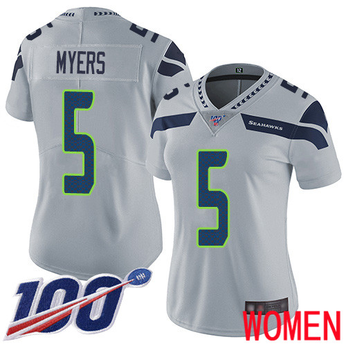 Seattle Seahawks Limited Grey Women Jason Myers Alternate Jersey NFL Football #5 100th Season Vapor Untouchable